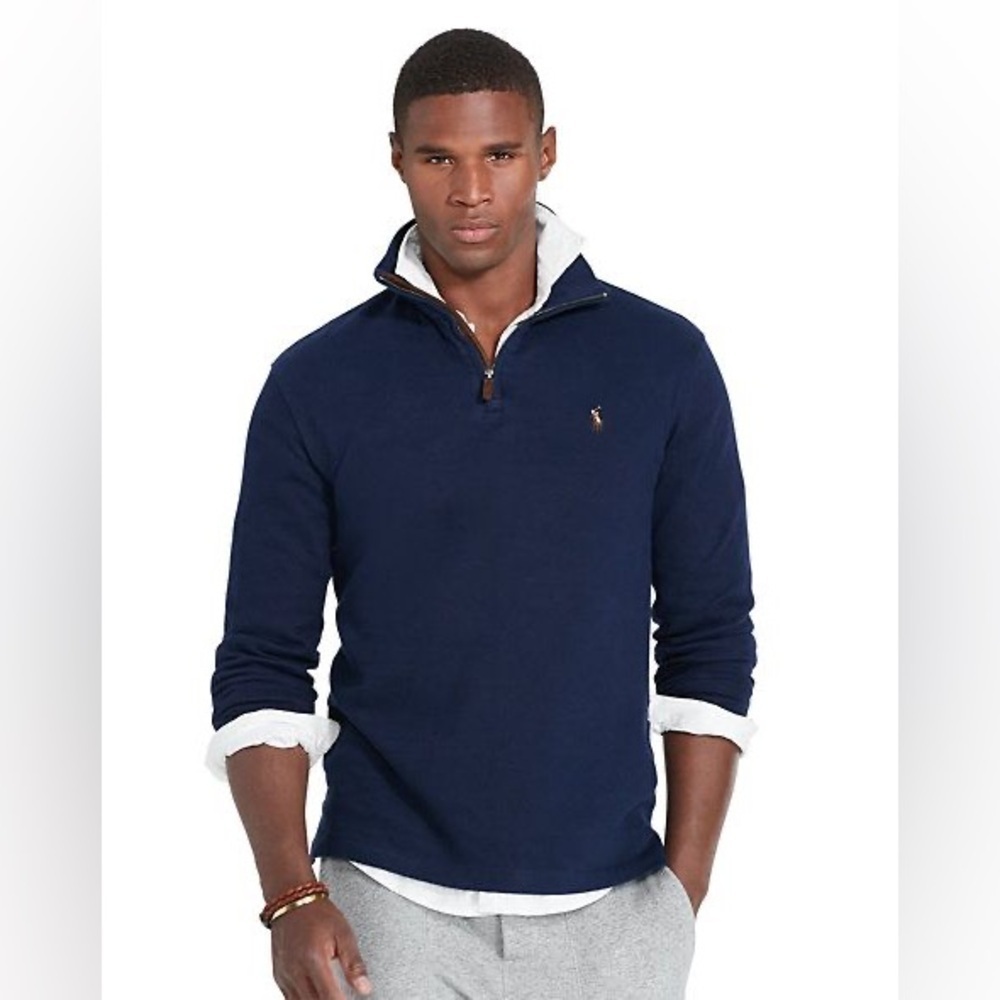 Polo Ralph Lauren Men’s 1/4 Zip Mock Neck Pullover Sweater Blue Size M